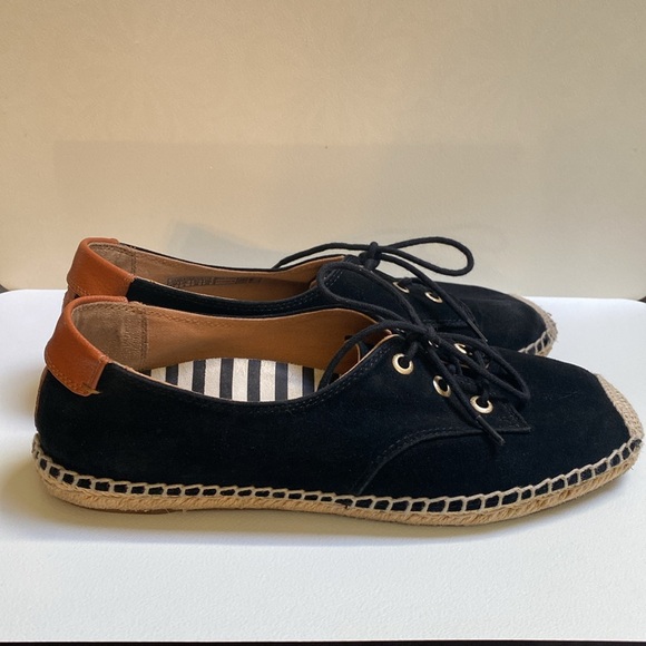 Vionic Rayne Black Suede Espadrille Lace Up Flats - Picture 5 of 10